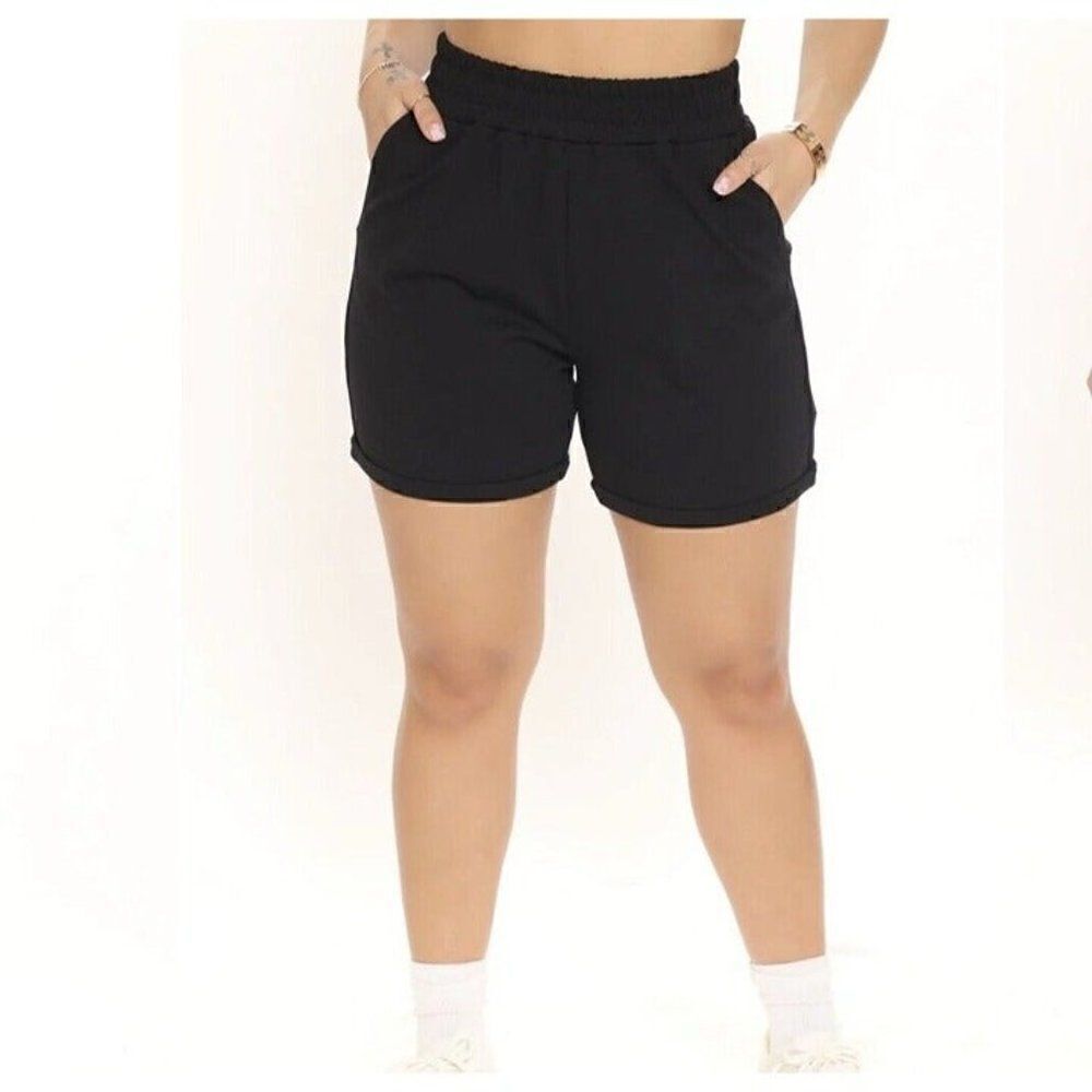 Fashionnova Lounge With Me Sweatshorts Womens Black Shorts NWT Elastic waistband